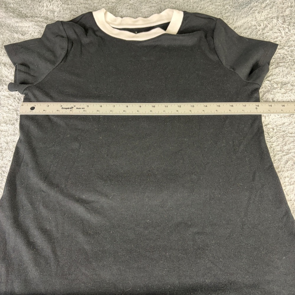 A New Day Womens Black Ringer Tee Ribbed Short Sleeve Crew Neck Top XX-Large - Picture 4 of 9